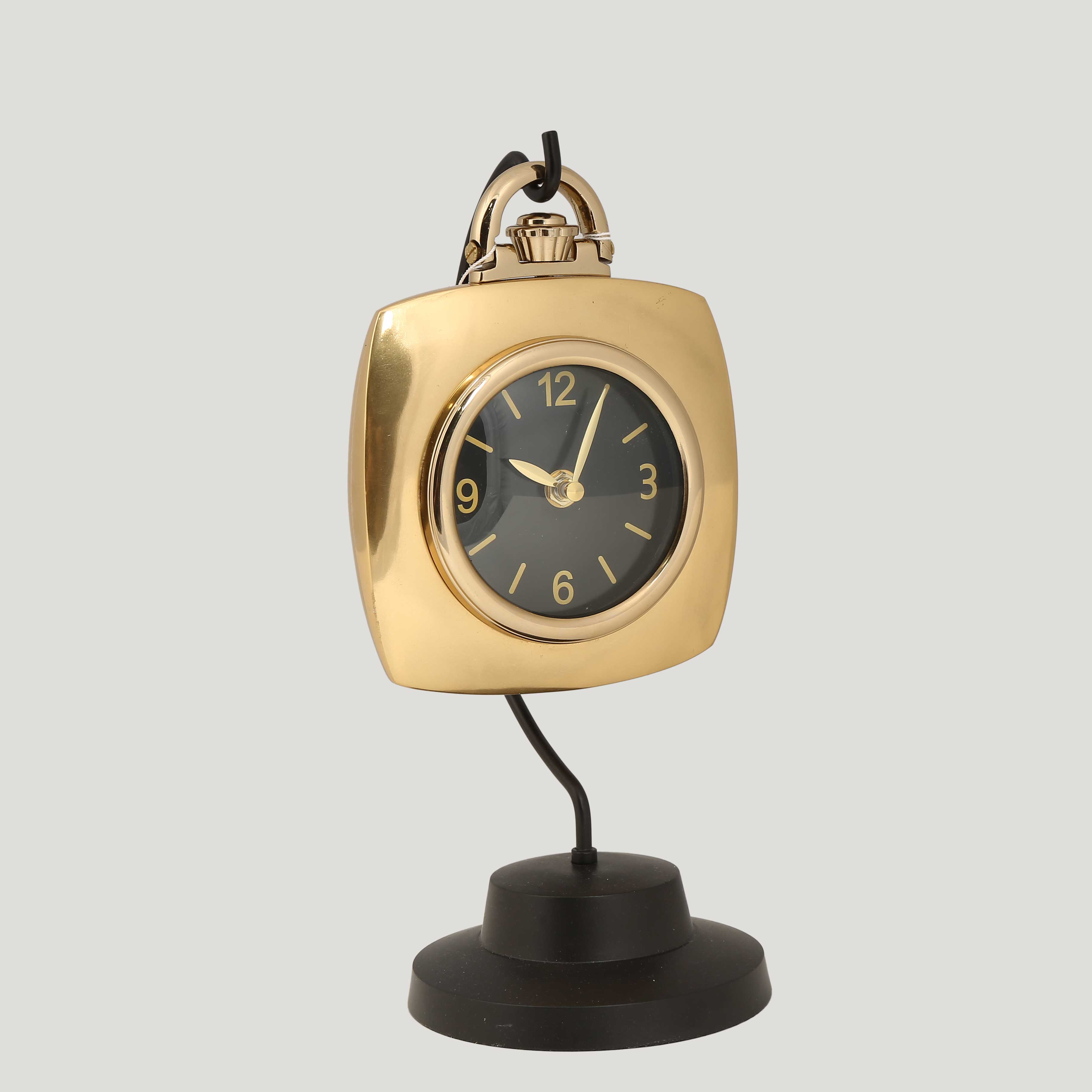 AK.IV0354 - Vitale Siyah Gold Askılı Kare Büyük Saat 